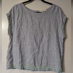 C&C California Striped Blouse with Green Trim